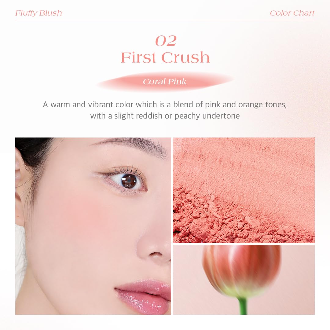 Dr.Althea Dear.A Fluffy Blush -An airy, long-lasting pressed powder blush, Effortlessly blends and layers, creates a natural, soft, healthy flush, Vegan formula (02 First Crush)