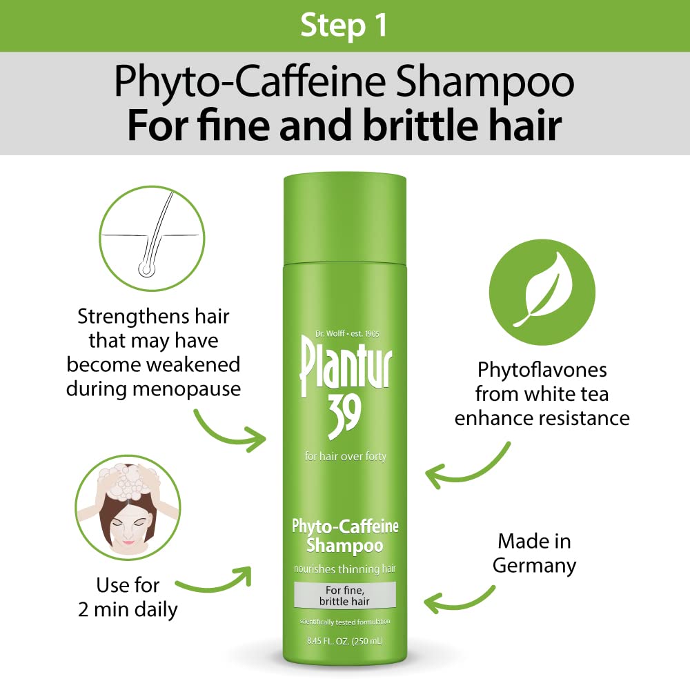 Plantur 39 3-Step System for Fine and Brittle Hair Bundle with Phyto-Caffeine Formula to Promote Natural Growth, Shampoo (8.45 Oz), Conditioner (5.07 Oz), and Tonic (6.76 fl oz)