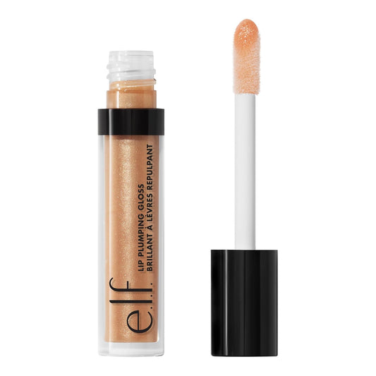 e.l.f. Lip Plumping Gloss, Hydrating, Nourishing, Invigorating, High-Shine, Plumps, Volumizes, Cools, Soothes, Champagne Glam, Shimmer, 0.1 Oz