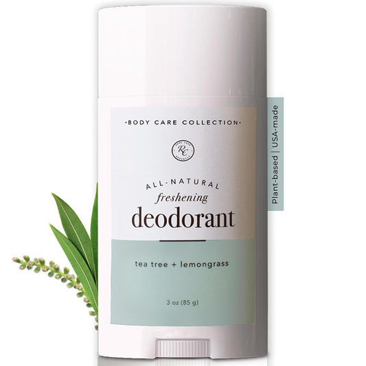 Rowe Casa Organics Tea Tree + Lemongrass Natural Deodorant for Men and Women, Fresh and Energizing Paraben-Free Deodorant Stick with Therapeutic-Grade Essential Oils, 2 oz