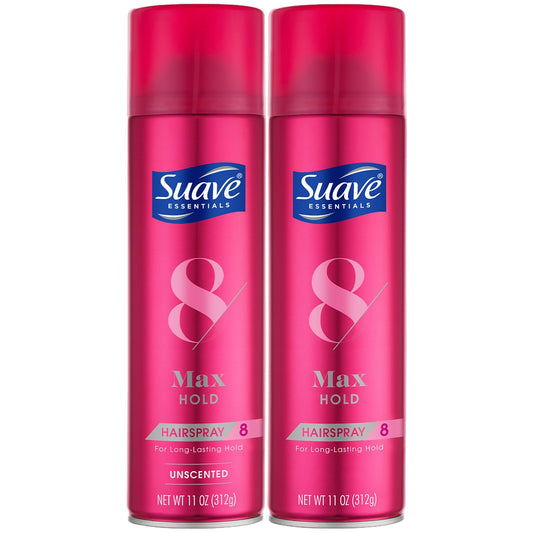 Suave+ Hairspray Max Hold Variety 2-Pack, Unscented & Scented Formulas – Aerosol Hairspray, 11 Oz Ea