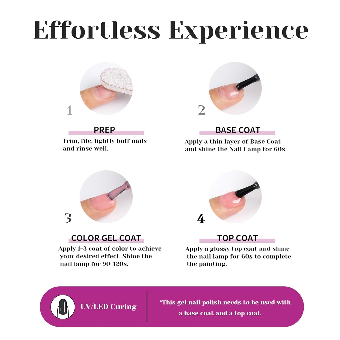 Glitter Gel Nail Polish,Sparkly Shimmer Fuchsia Gel Polish, 15ml UV/LED Soak Off Purple Gel Polish for Manicure Salon or DIY Nail Art at Home,Women Girls Gift - GP0092