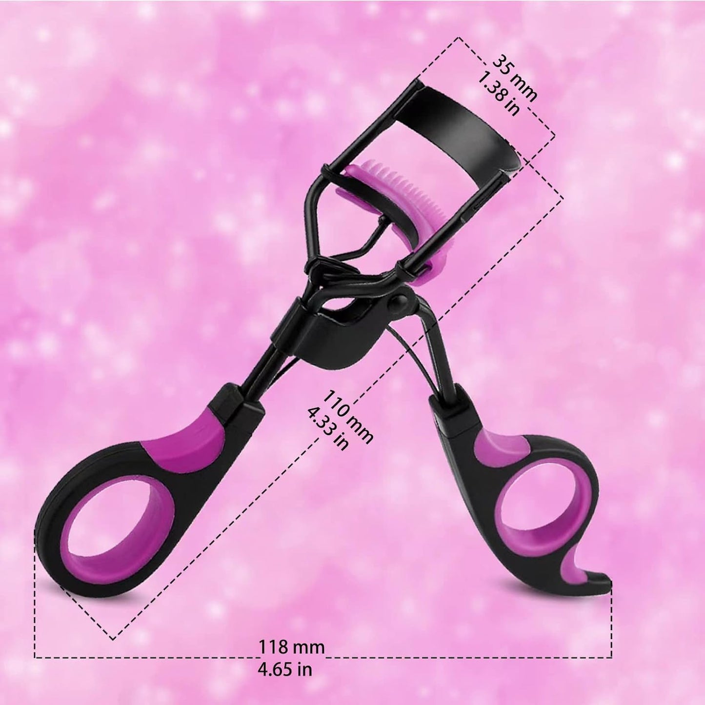 Eyelash Curlers with Comb IMMER LIEBEN Lash Curler with 5 Replacement Refills, 3 Combs, 10 Seconds Curl and Lifted Lashes Black and Purple