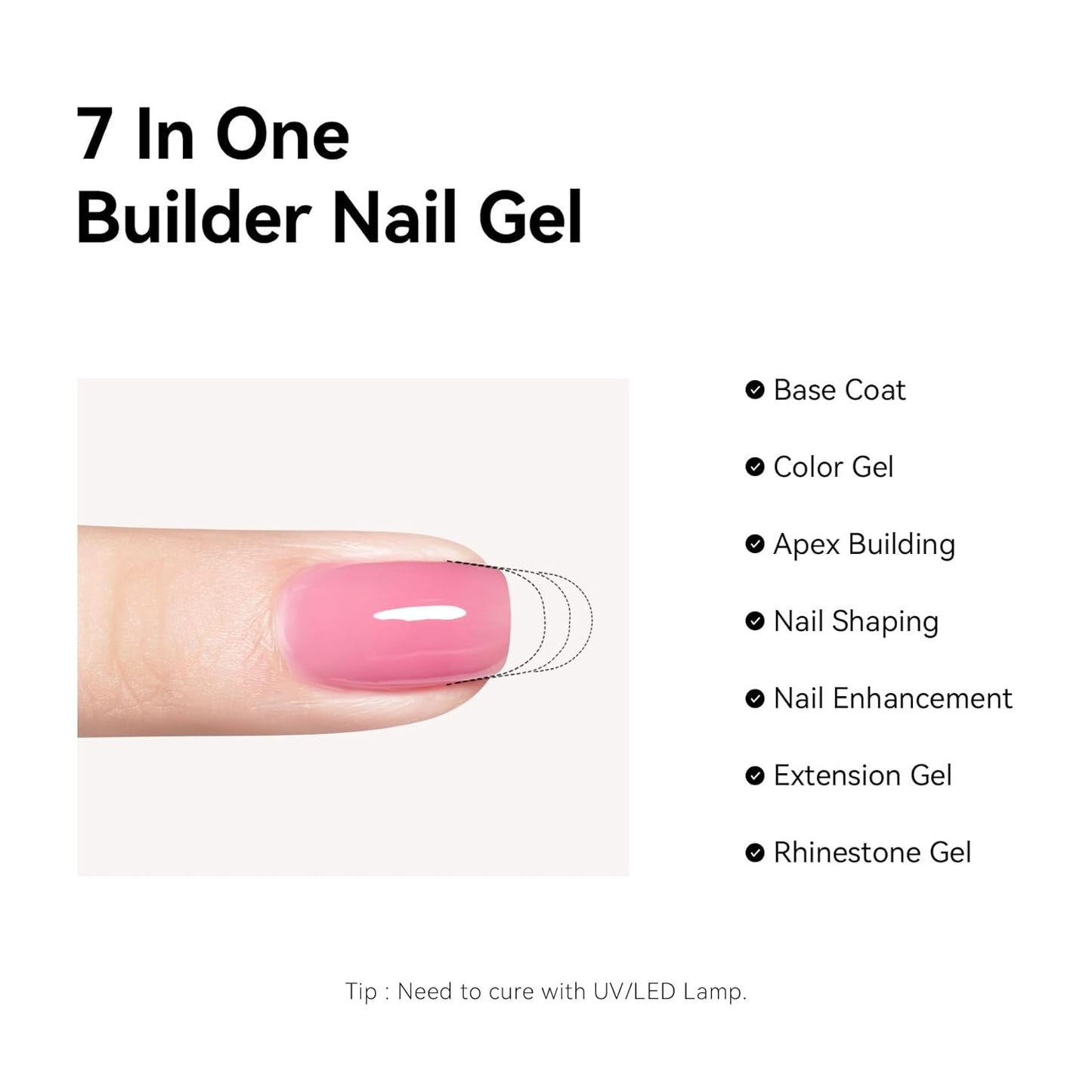 MAYCHAO Pink Builder Gel for Nails, 15ml Nail Strengthener in a Bottle, Nail Extension Hard Gel, Soak Off Long Lasting UV Light Cure