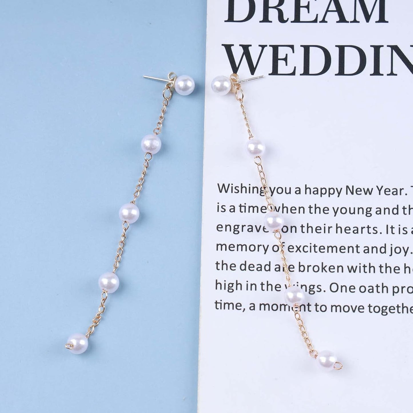 Boho Long Pearl Drop Earrings Vintage Gold Tassel Pearl Dangle Earrings Statement Pearl Chain Drop Dangle Earrings Wedding Prom Bridal Pearl Hook Earrings Jewelry for Women