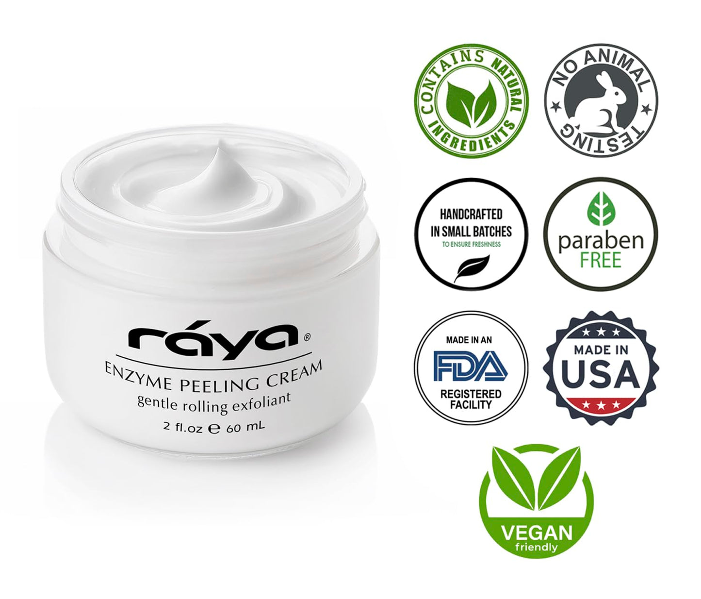 RAYA Enzyme Peeling Facial Cream (109) | Gentle, Exfoliating Treatment for Sensitive Skin | Cleanses, Polishes, and Improves Complexion