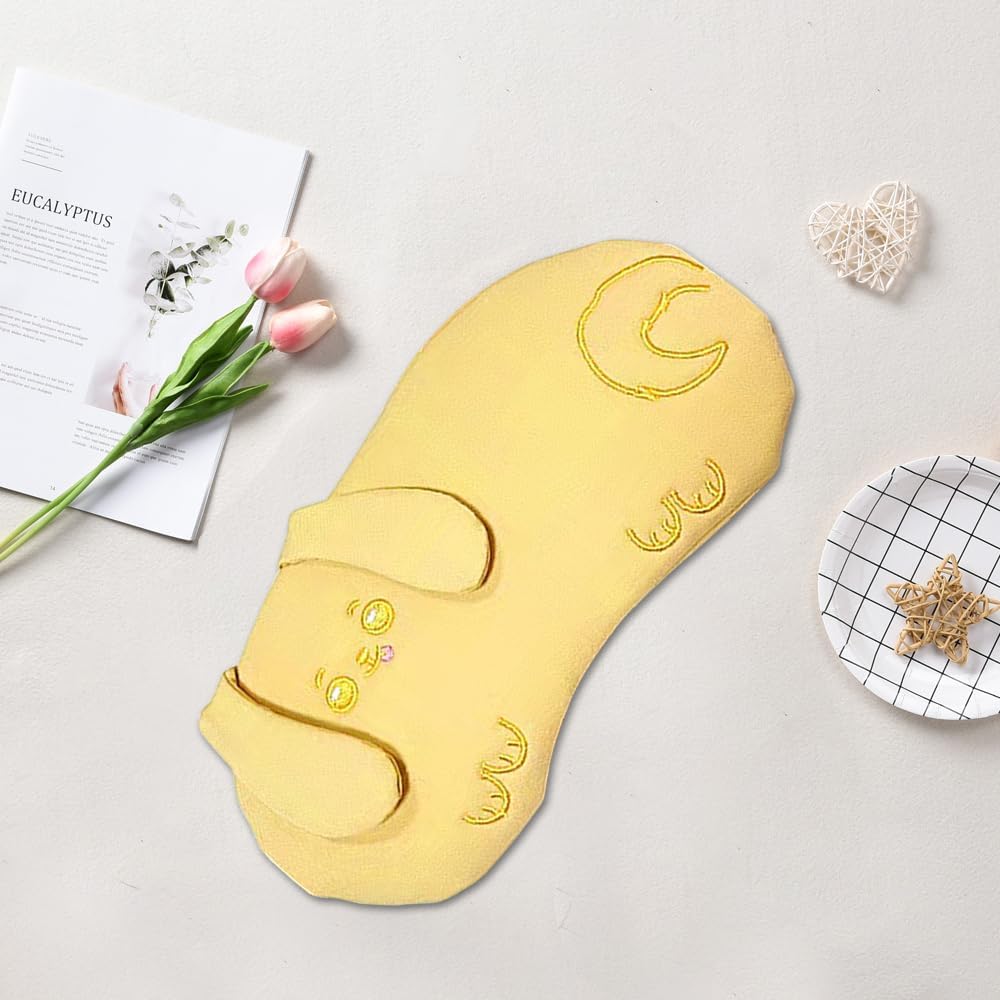 PERFECTSIGHT Eye Mask, Cute Plush Lightweight Adjustable Eyeshade, Faux Fur Cover for Women Men Sleep Travel Nap, Yellow Puppy
