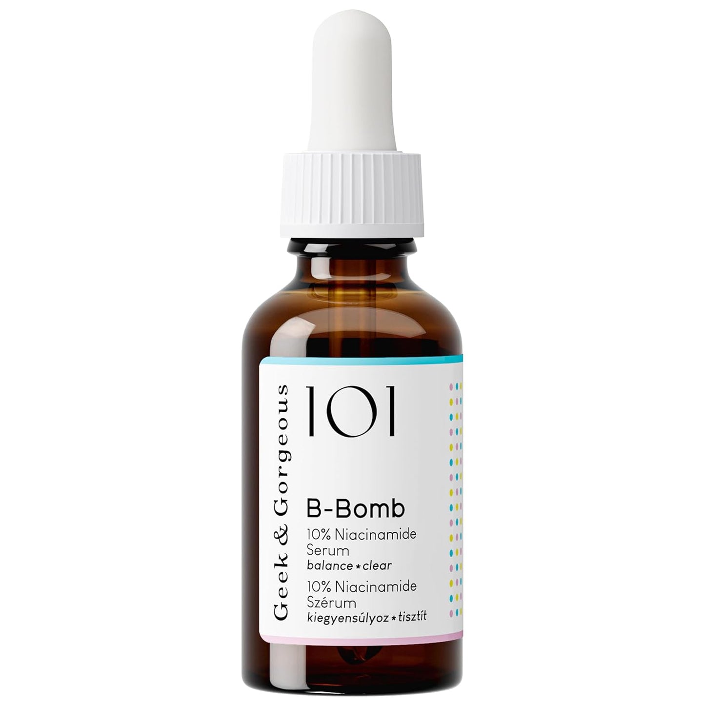 Geek & Gorgeous - B-Bomb - 10% Niacinamide Serum, Zinc PCA & Sarcosine, helps enlarged pores, oiliness and blemishes, combination skin, 1 oz