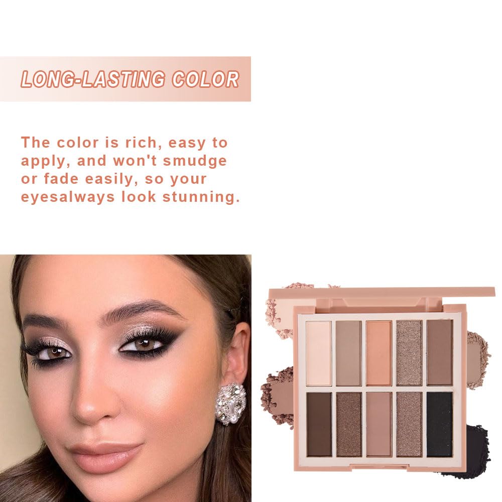 Neutral Nude Eye Shadow Palette,Matte Brown Bronze Naked Cream Eyeshadow Palette,Make Up Pallets for Women Natural Eyeshadows for Eyes Long Lasting Naturing-Looking