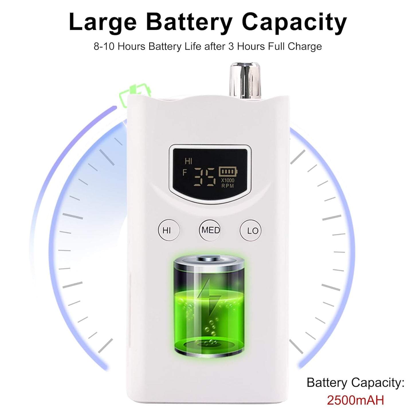 M GEM Brushless Nail Drill 35K RPM | Professional Cordless Efile Machine | Rechargeable Electric Nail File with Bits | Portable Quiet Low Vibration Tool for Acrylic, Gel, Natural Nails (White)