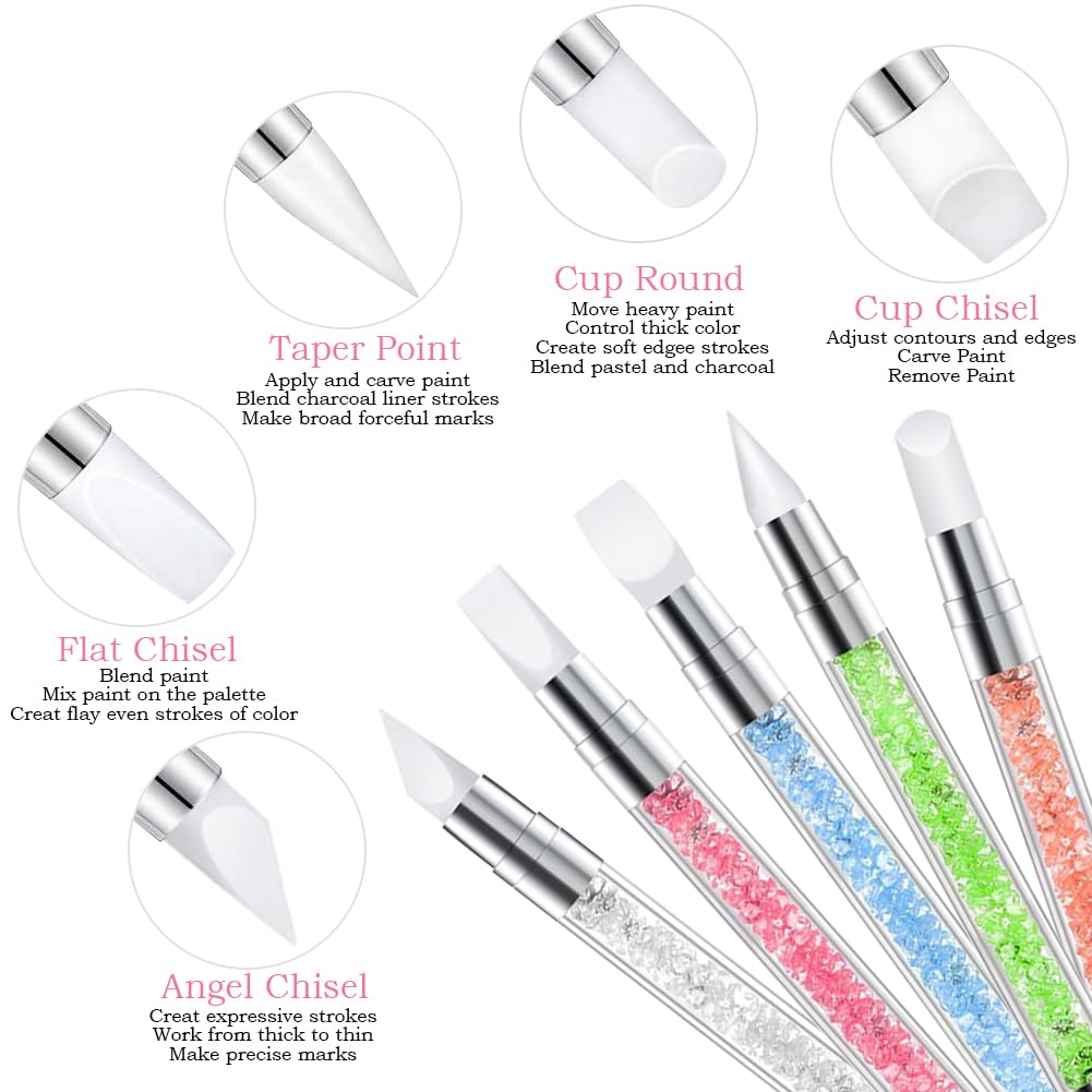Nail Art Tools 27Pcs Set,Nail Art Brush,Resin Nail Art Palette,5 Pcs Nail Art Sculpture Pen,2-way Acrylic Silicone Engraving Pen Dotting Pen Tools Nail Art Kit for Nail Art DIY