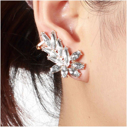 Boho Crystal Ear Climber Earrings Gold Crystal Studs Earrings Punk Rhinestone Ear Crawler Earrings CZ Ear Cuff Climbing Earrings Bridal Earrings Jewelry for Women and Girls