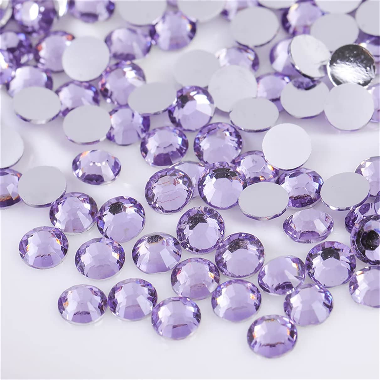 1500 Pieces SS16 4mm Flatback Rhinestones Clear Glass Round Gems Crystals for Nail Art DIY Crafts Clothes Shoes Bags （Light Purple）