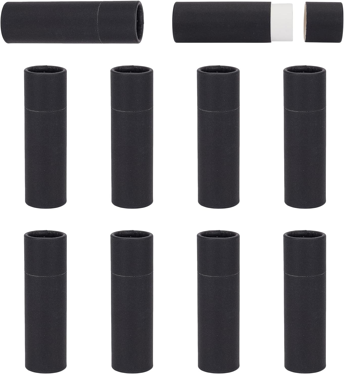 NICENEEDED 10 Pcs Kraft Paper Lipstick Tube, 0.6 Oz Paperboard Lip Balm Tubes, Cardboard Empty Deodorant Container Solid Perfume Tube Cosmetic Box for DIY Chapstick Deodorant Crayon