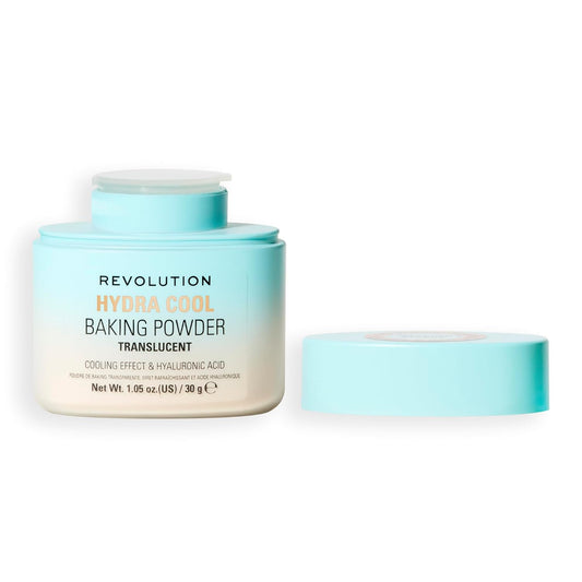 Revolution Beauty London, Hydra Cool Cooling Loose Baking Powder, Makeup Setting Powder for Hydrating Skin, Enriched with Hyaluronic Acid, Vegan & Cruelty-Free, 1.05 oz