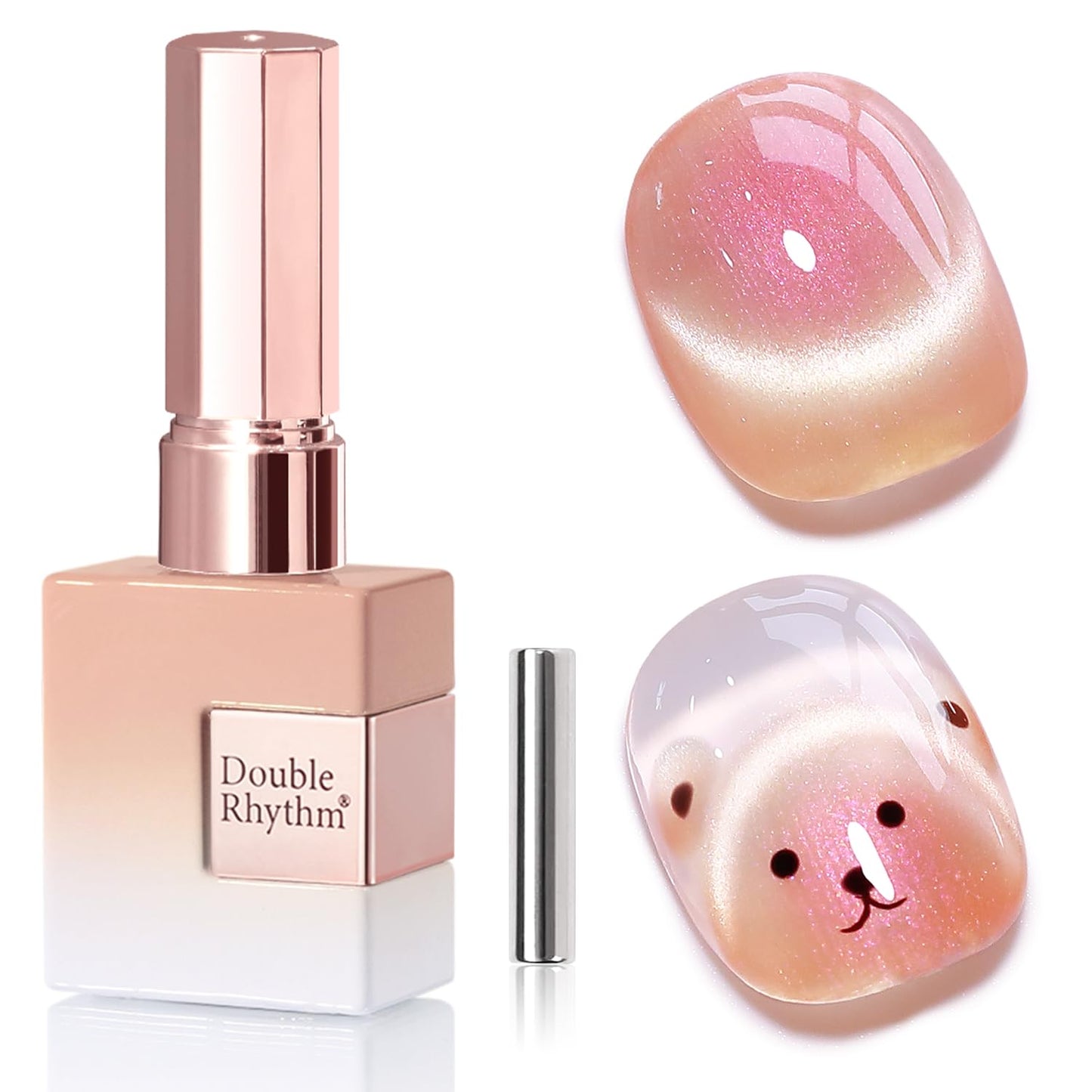 Double Rhythm 0.5 Oz Cat Eye Gel Polish with Magnet Same Color Same Bottle Holographic Glitter Shimmer Translucent Color Salon 15 ML Magnetic Nail Art (Mermaid Nude-MC1176)