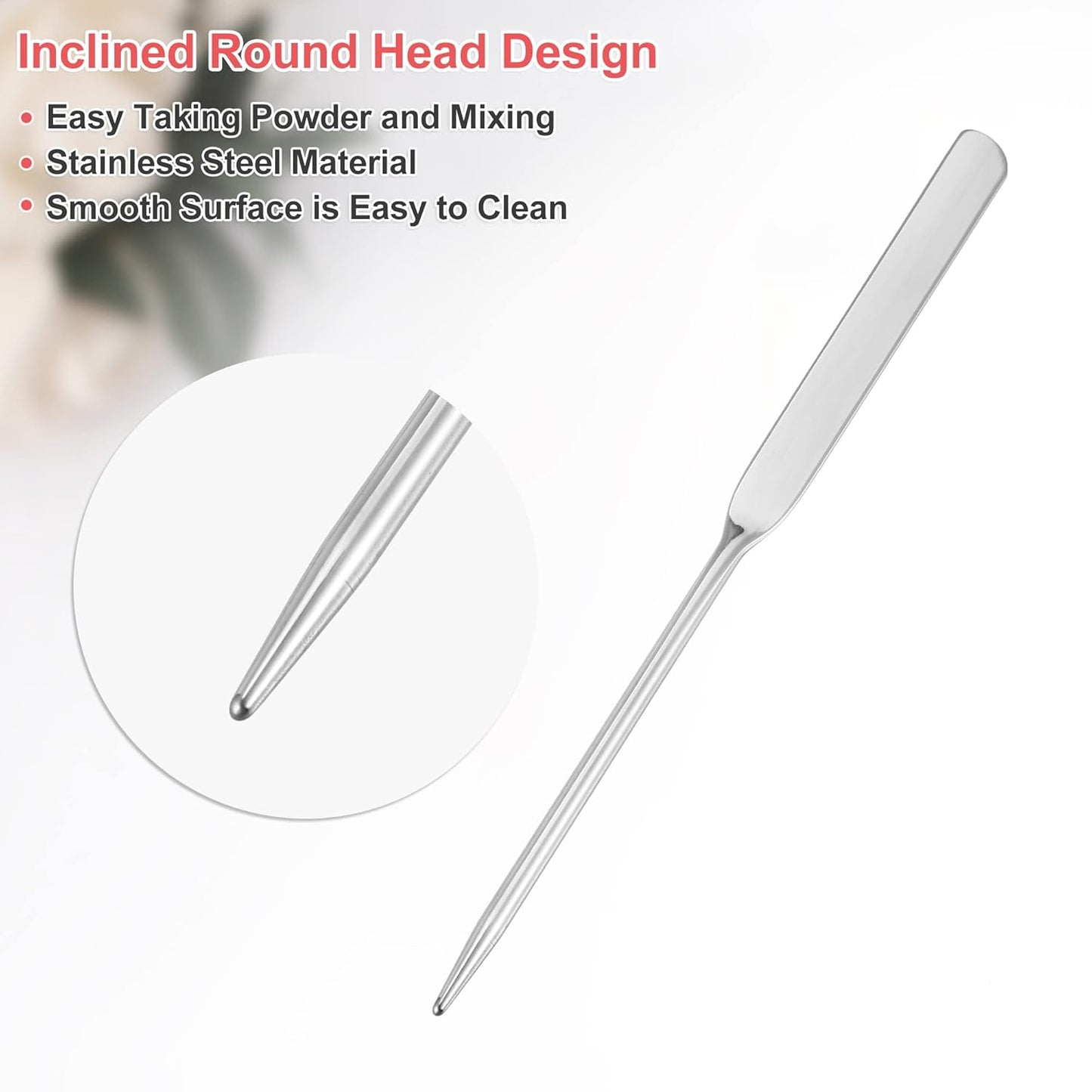 VOCOSTE 1 Set Stainless Steel Makeup Spatula, Liquid Foundation Spatula Tool with Faux Leather Case, Lipstick Nail Polish Mixing Palette Spatula, Beige