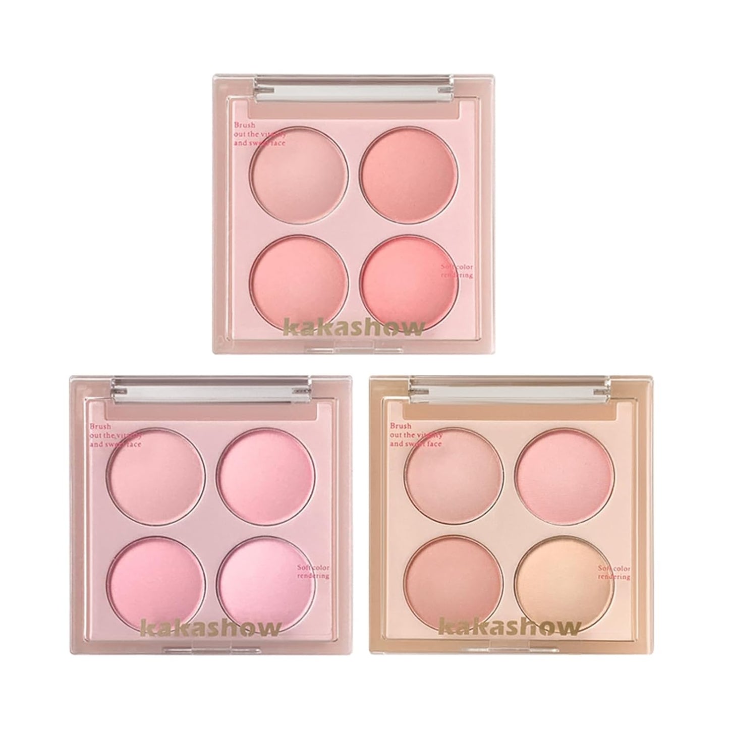 Matte Blush Powder Palette, Blending Mood Cheek, 4 Blendable Shades Korean Fairy Pink Blusher in Lightweight Smooth Powder, Vegan Makeup (Cantaloupe 3#, 1.84 ounces)