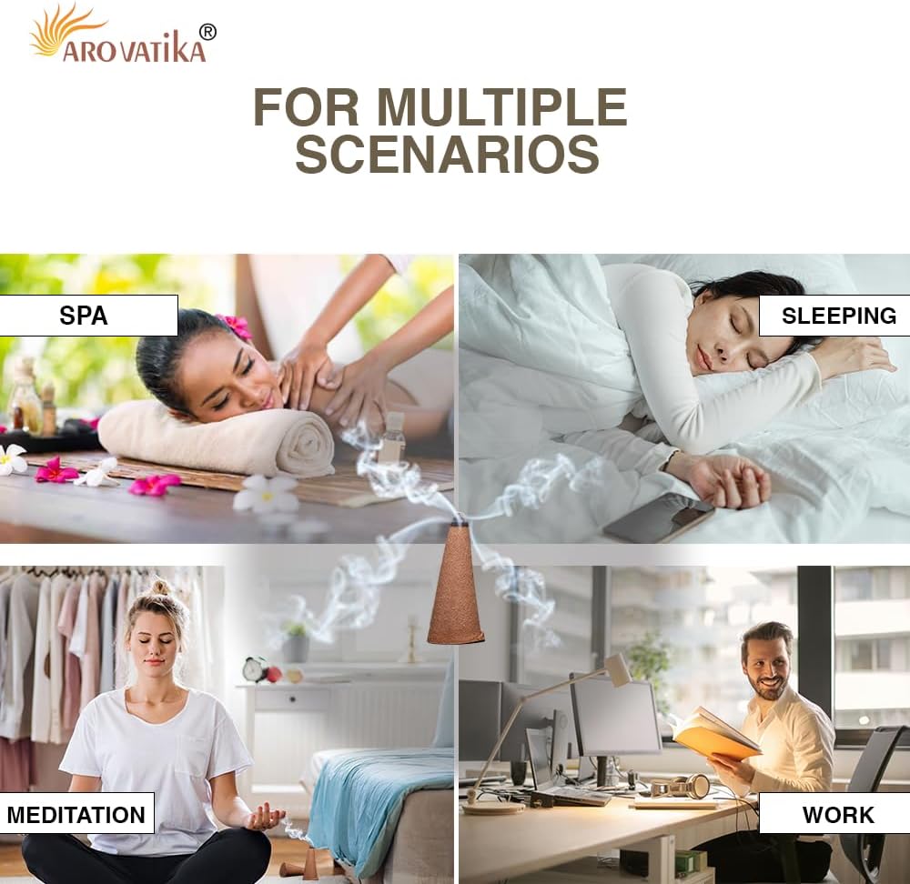 ARO VATIKA Vedic Natural Masala 120 Incense Cones in Pack of 12 Boxes |12 Assorted Fragrances Dhoop Cones | Best for Prayer, Reiki, Meditation and Relaxation | Burn time- 25 Mins