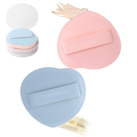 Lilystar 2Pcs Powder Puff Face Soft Makeup Sponge, Soft Triangle Powder Puffs Makeup Sponge Applicator Air Cushion Powder Puff for Liquid Foundation, Cream, Powder, Concealer (Blue,Pink)