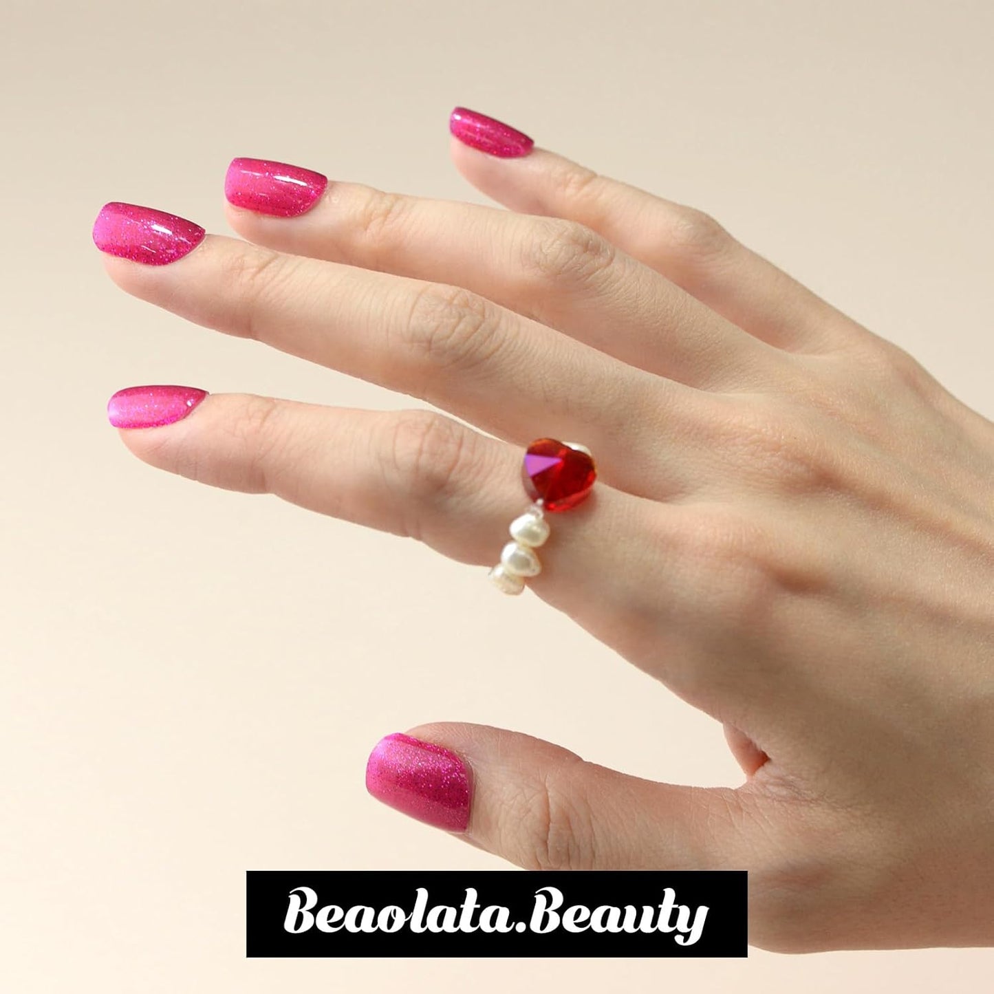 Nail Polish Strips, 32PCS Salon Quality Wraps, Long Lasting Gel Nail Stickers for Women Easy Apply& Remove (Fuschia Box Pink)