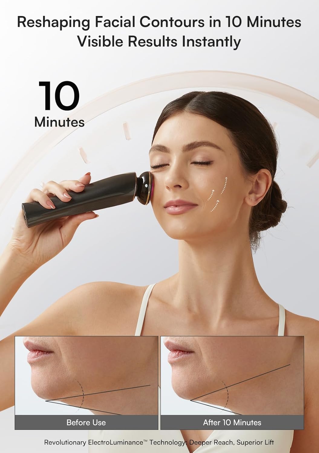 INIA 3-in-1 Red Light Therapy for Face and Neck, Skin Tightening Device True Beauty Glow Facial Massager for Skin Care, Effective Wrinkle Reduction Anti-Aging with Lifting, Tightening, Infusing