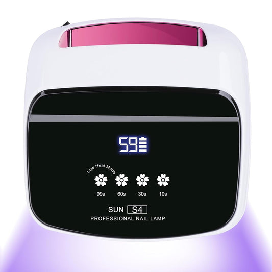 UV Nail Lamp, 288W 8 Hours Super Long-Lasting 15600mAh Professional Cordless UV LED Lamp for Nails 66Pcs Lamp Beads Automatic Sensor Gel Nail uv Light for Nail Art at Home and in Salons Pink