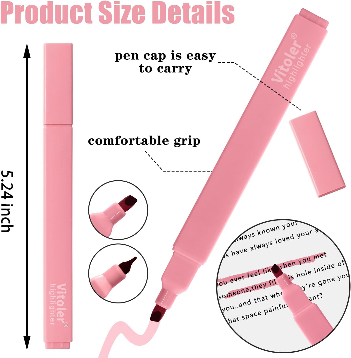 Bible Highlighters,Aesthetic Cute Highlighters Bulk,8pcs Colorful Highlighter Markers No Bleed for Office School Supplies