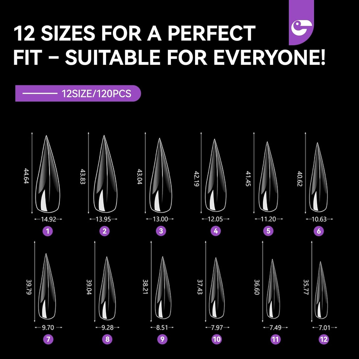 Gelike EC Cat Dual Forms for Extension: 120 Pcs Color Nail Form, 12 Size Nail Forms For Builder, Half Matte Gel Forms For Manicure Art Design Salon Diy