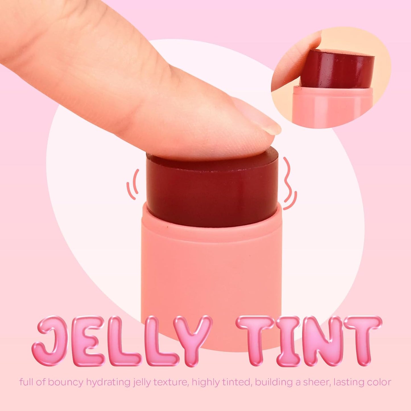 KYDA Water Jelly Tint Blush, Red, Jelly Tinted Makeup Stick, for Lips and Cheek Stain, Buildable Watercolor Finish, Lasting Moisturising