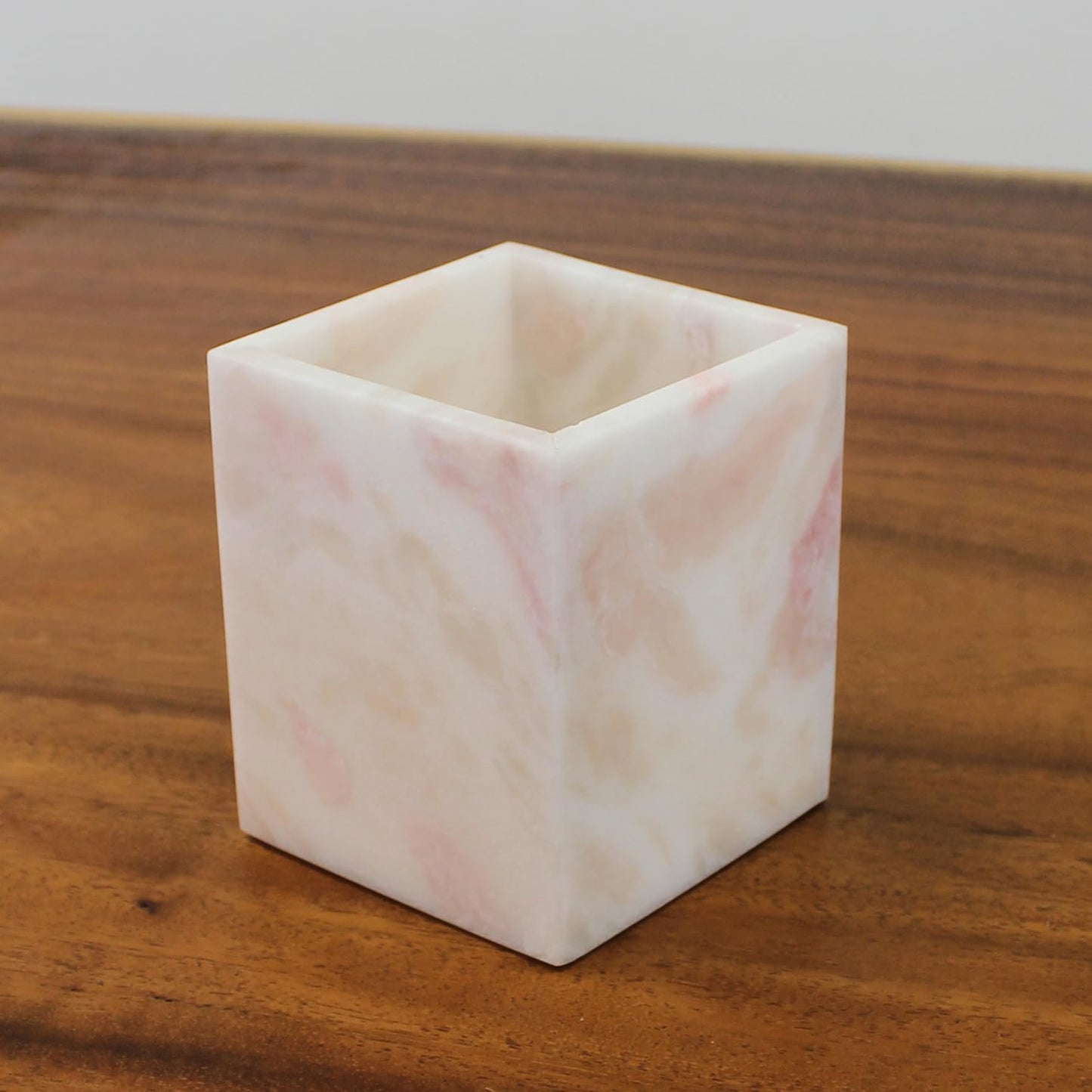 Natural Rose Marble Toothbrush Holders for Bathroom, Marble Makeup Brush Holder Countertop Organizer