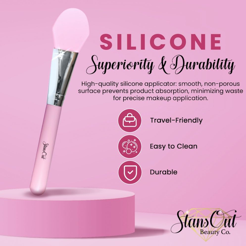 StansOut Foundation Applicator - Liquid Foundation Brush, for Cream or Powder - Easy to Clean - Travel-Friendly, Durable - Ideal for Professional Makeup Results - Pointed Shape, Smooth Silicone Edge