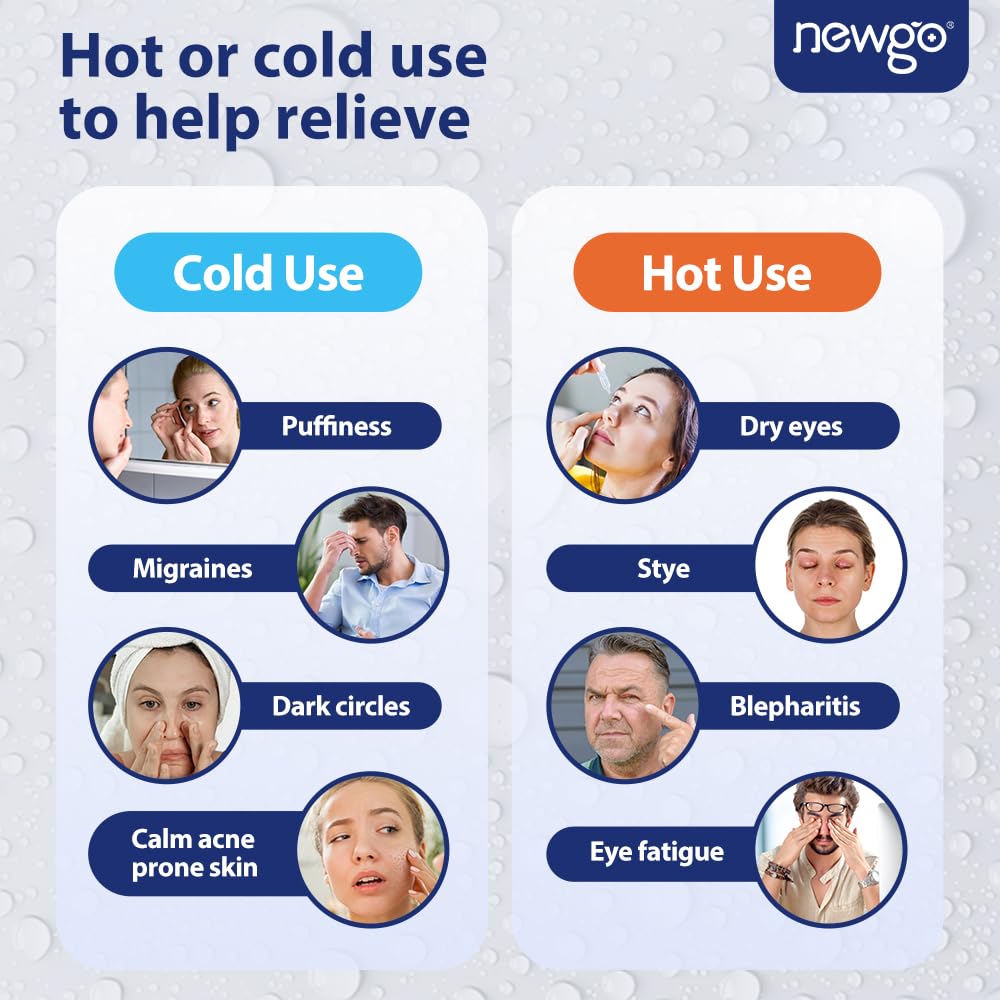 NEWGO Cooling Eye Mask Eye Ice Pack Cold Eye Mask for Puffy Eyes, Post Eye Surgery, Tired Eyes, Reusable Gel Eye Mask for Dark Circles, Migraines, Stress Relief, Itchy Eyes - Navy Blue