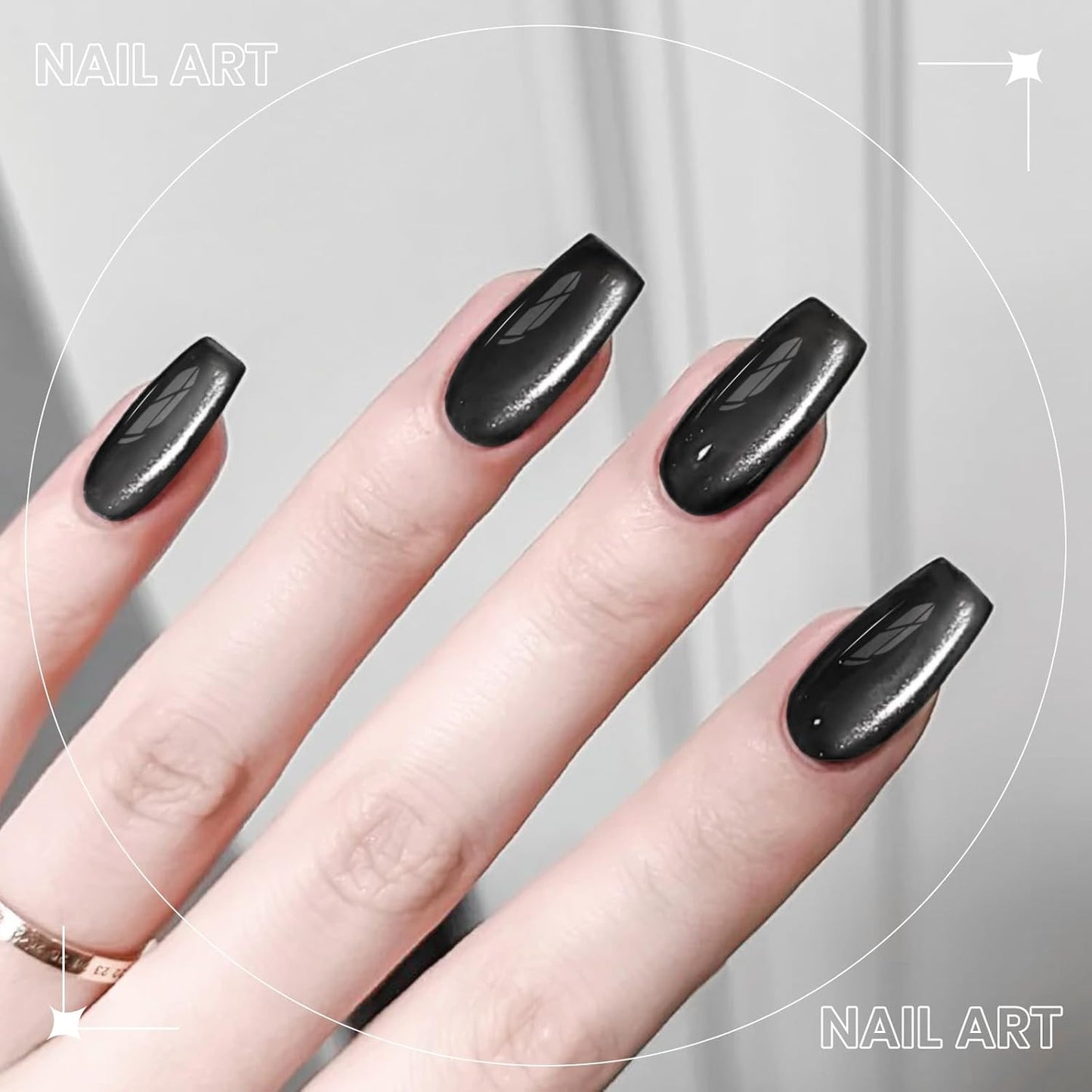 Black Cat Eye Gel Polish, 15ML Jelly Glass Cateye Gel Nail Polish with Magnetic Stick Moonlight Shimmer Glitter Effect Soak Off Salon DIY at Home