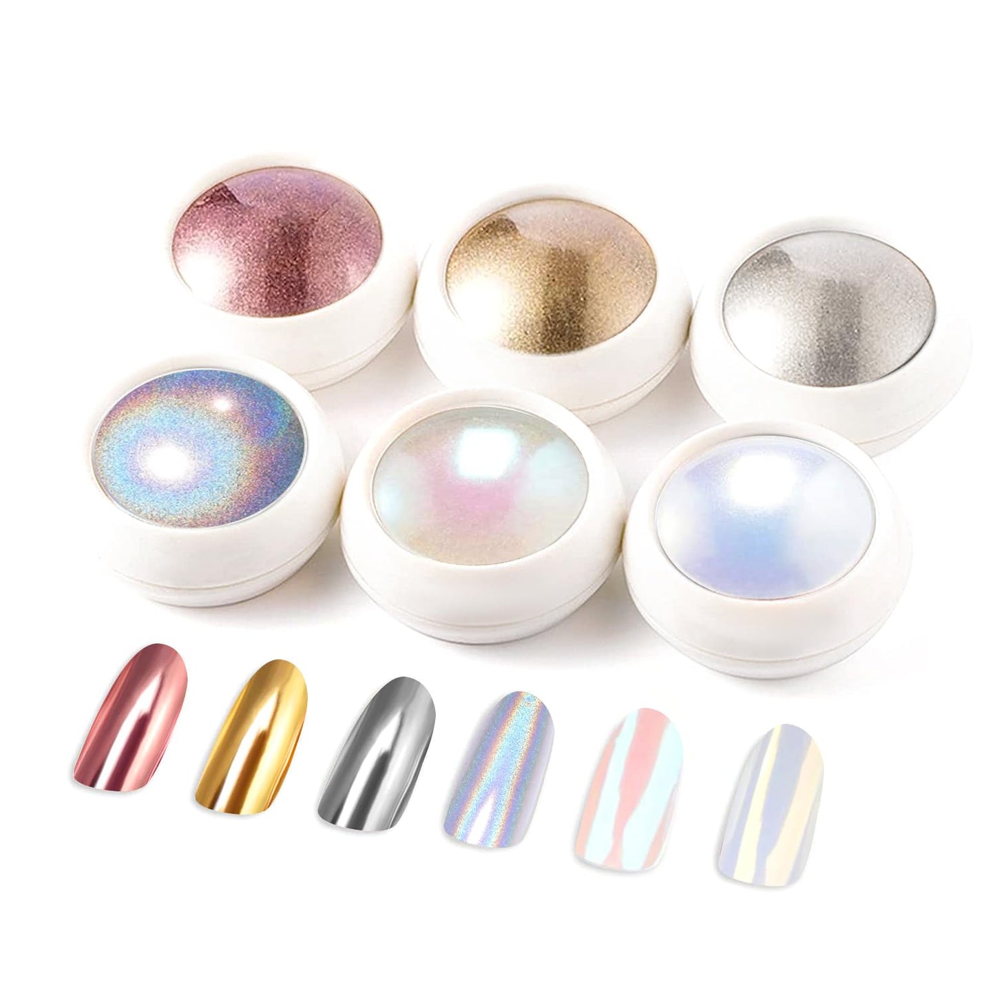 Chrome Nail Powder BISHENGYF: Super Metallic Effect Chrome Powder For Nails Gold Silver Red Laser White Pearl Nail Chrome Powder for Nails Art Decoration
