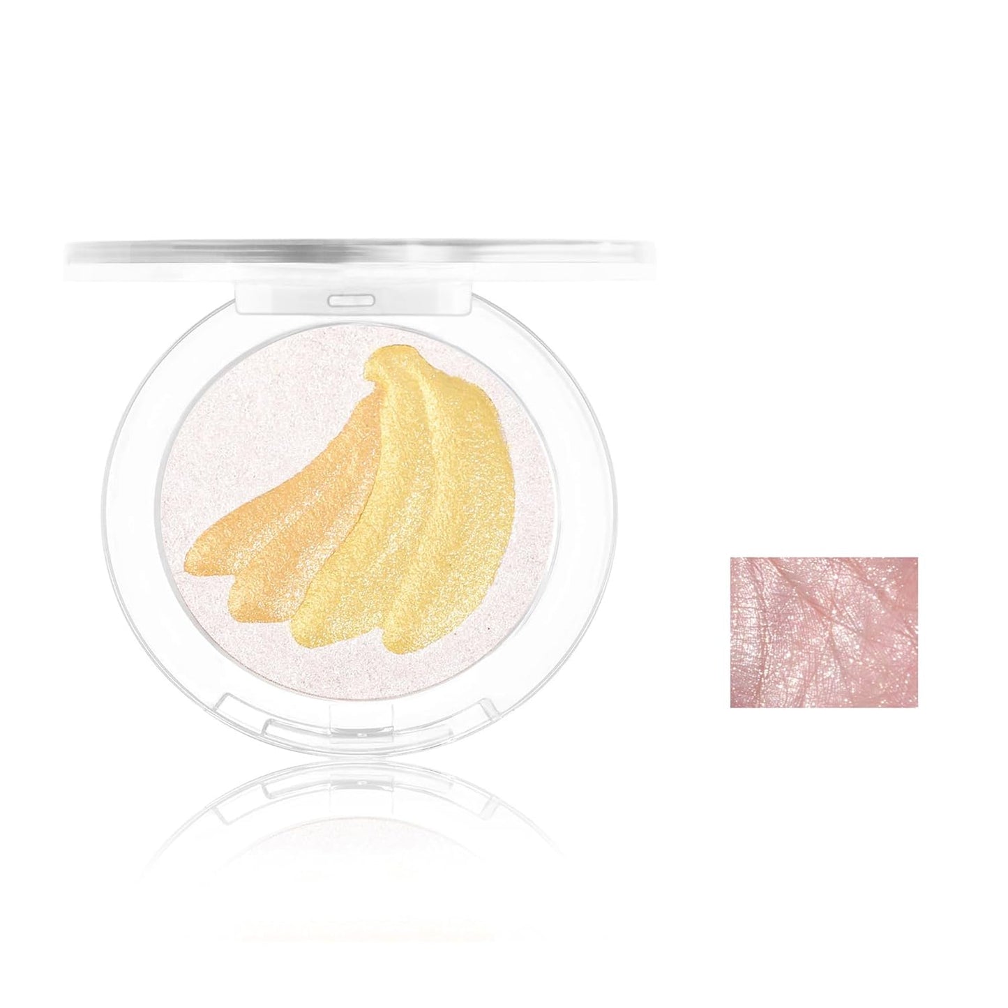 Cream Highlighter Compact, Highly Pigmented Glitter Powder Makeup, Face Highlighters & Luminizers Makeup Palette, Body Cheek Gold Pink Metallic Sparkle Glitter Shimmer Bronzer (#04 Banana)
