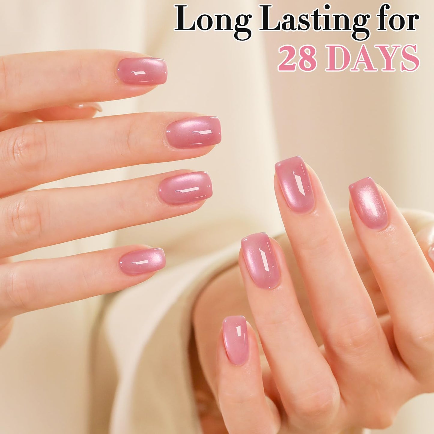 Double Rhythm 0.5 OZ Cat Eye Gel Polish with Magnet 15ML Holographic Glitter Shimmer Translucent Jelly Color Magnetic Nail Polish Salon DIY at Home (Fruit Purple Pink-MC1206)