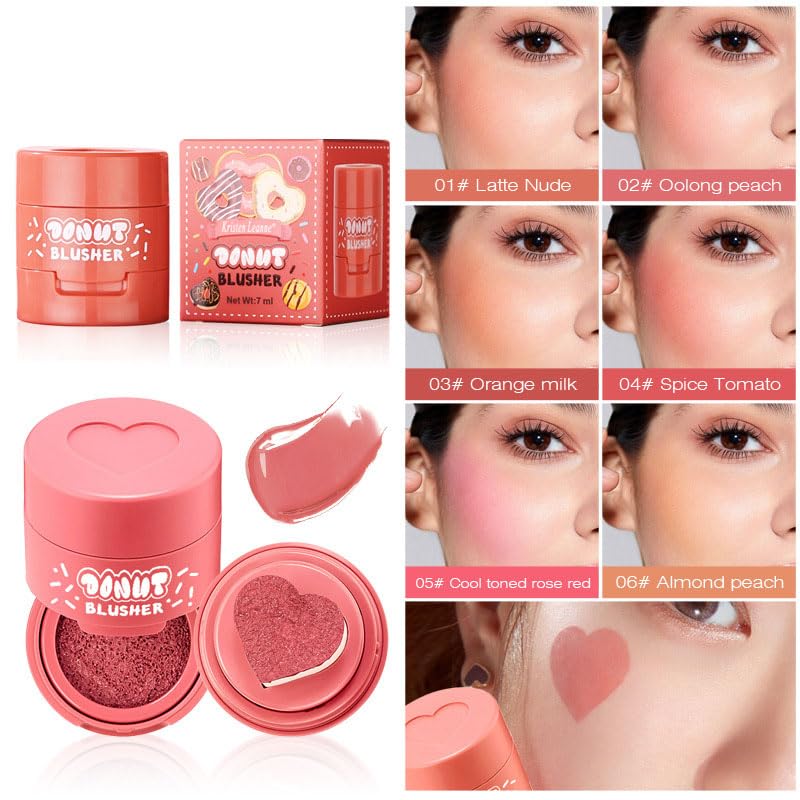 Stamp Liquid Blush Stamp Blush with Heart Shaped Applicator Natural Long Lasting Blush, Light and Airy Makeup for Women (1)
