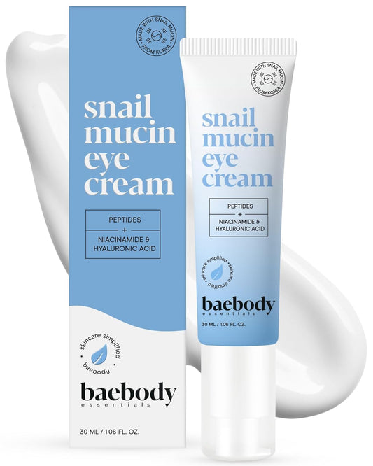 Baebody Snail Mucin Eye Cream (30 ml/1.06 fl oz) - Anti-Aging Eye Cream for Dark Circles and Dry Skin - Snail Mucin Serum with Peptides and Hyaluronic Acid