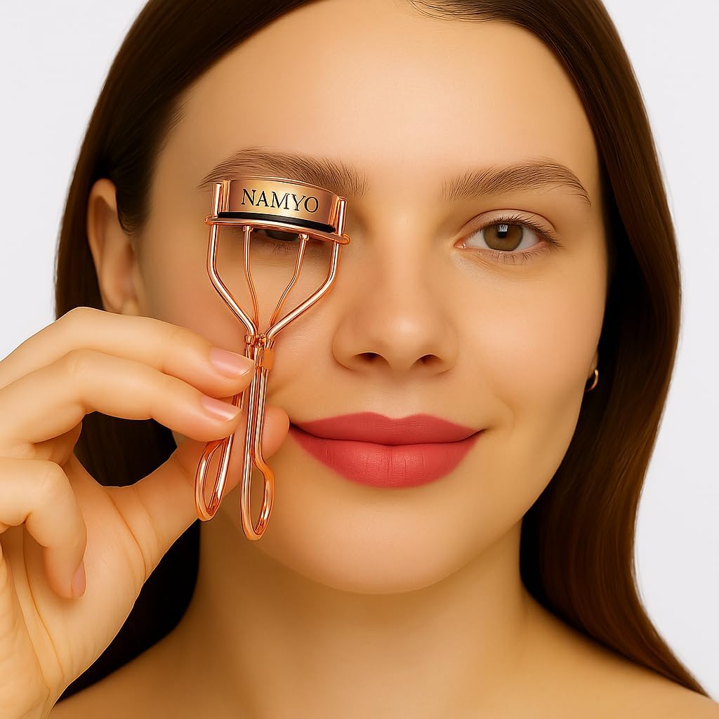 Eyelash Curler – Rose Gold | Premium Lash Curler with 10 Silicone Refills, Satin Travel Pouch & Magnetic Gift Box | No-Pinch, Natural Curl