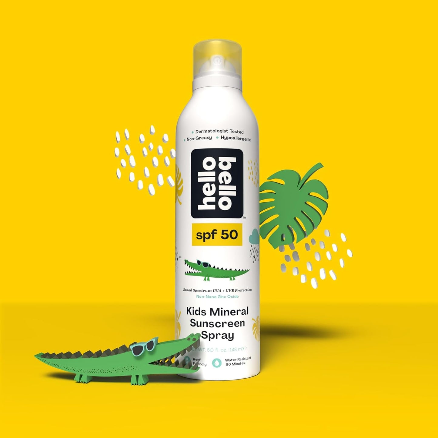 Hello Bello SPF 50 Mineral Sunscreen Spray - Hypoallergenic Broad Spectrum UVA + UVB Protection - Reef Friendly & Water Resistant - 5 oz (Pack of 2)