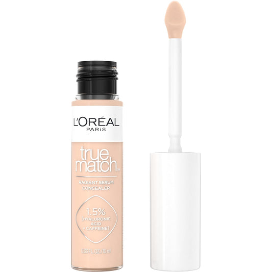L’Oréal Paris True Match Radiant Serum Concealer, Brightening Under Eye Concealer Make Up with 1.5% Hyaluronic Acid and Caffeine, N3, 0.33 Oz