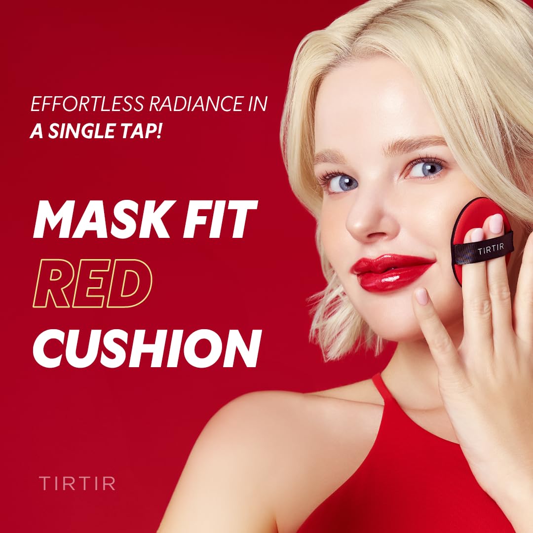 [*Mini Size*] TIRTIR Mask Fit Red Cushion Foundation | Full coverage, Weightless, Skin fit, Satin Glow Finish, Korean Makeup BB Foundation, beauty, Tattoo cover up, Buildable (#13C Fair, 0.15 Fl Oz)