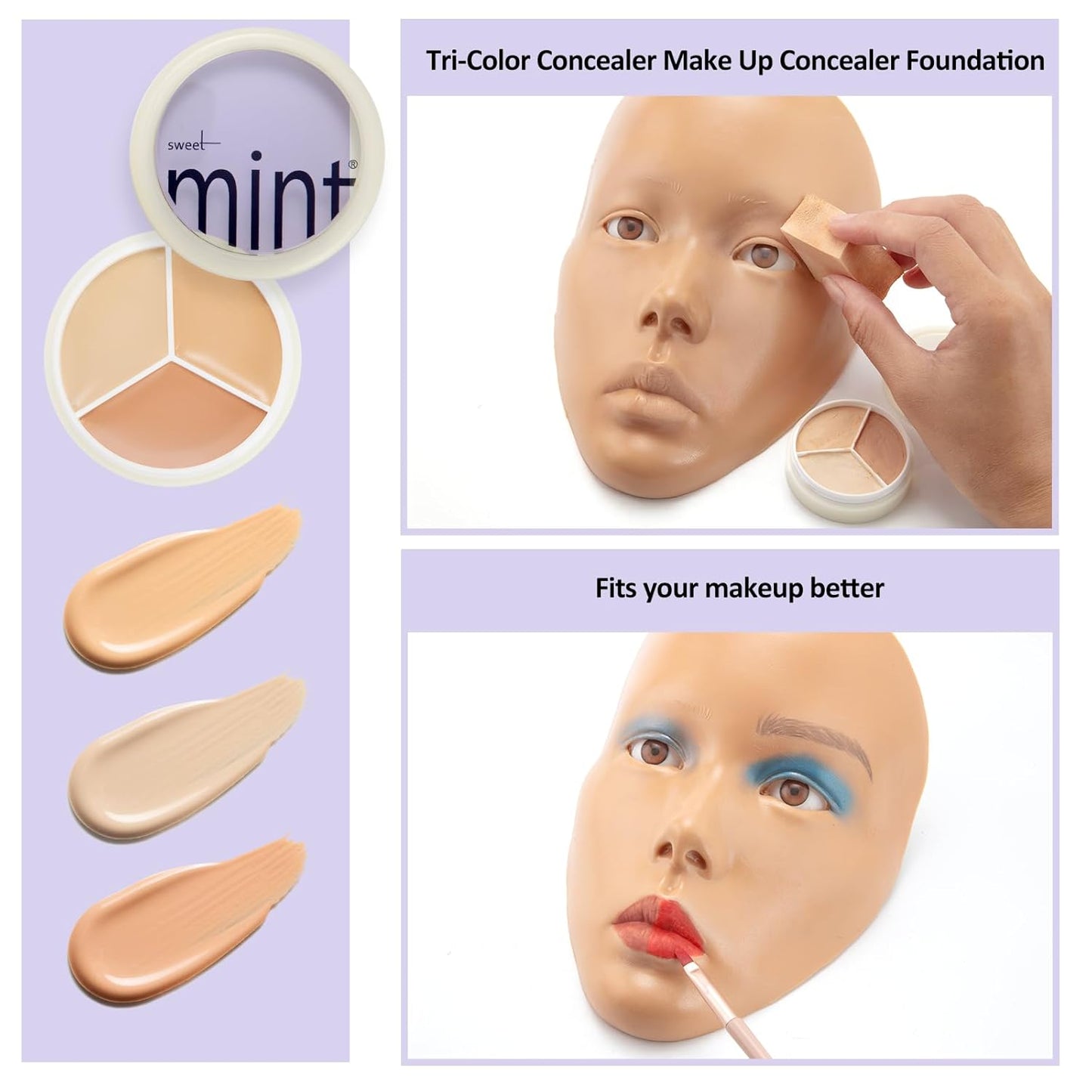 Makeup Practice Face, 2024 Upgrade 5D Makeup Mannequin Face Reusable Silicone Makeup Practice Face Board with Bracket, Come with Makeup remover & Concealer 3 Color & Makeup Bag Brown