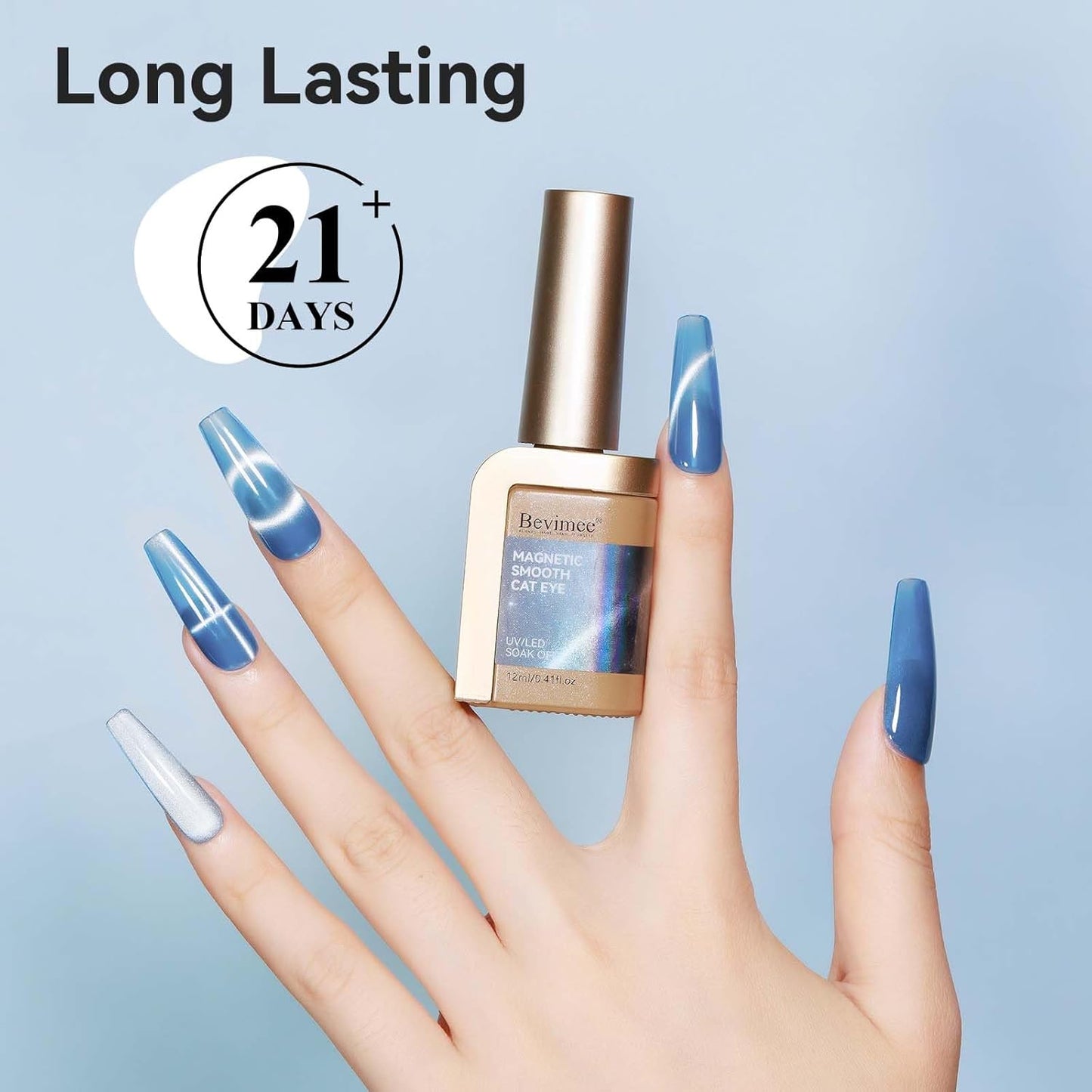 Moonlight Cat Eye Gel Nail Polish 12ML Blue Glitter Magnetic Gel Polish Velvet Ceramic Effect Crystal Shimmer Cateye Soak Off Manicure Salon At Home 1Pc