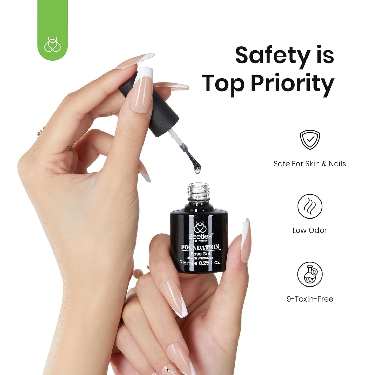 Beetles Builder Gel & Gel Base and Top Coat, 3Pcs 7.5ml Building Gel for Nails Set Shine Finish and Long Lasting, Soak Off LED Transparent Nail Strengthener Hard for Beginners DIY