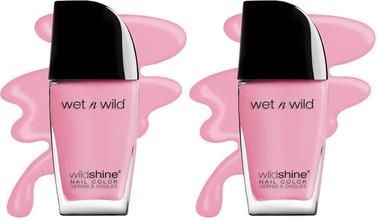 wet n wild Nail Polish Wild Shine, Tickled Pink, Nail Color (Pack of 2)