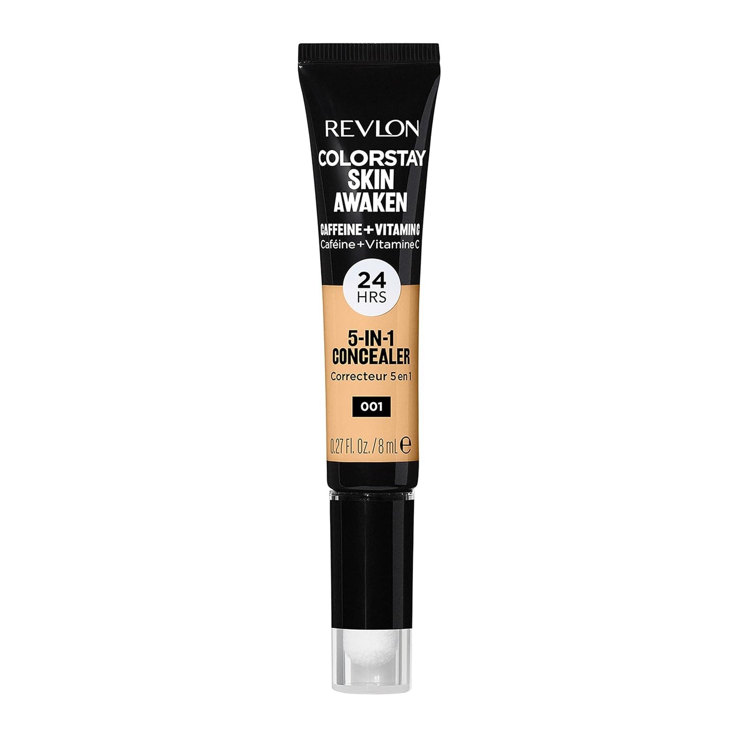 Revlon ColorStay Skin Awaken 5-in-1 Concealer, Lightweight, Creamy Longlasting Face Makeup with Caffeine & Vitamin C, For Imperfections, Dark Circles & Redness, 001 Universal Neutralizer, 0.27 fl oz