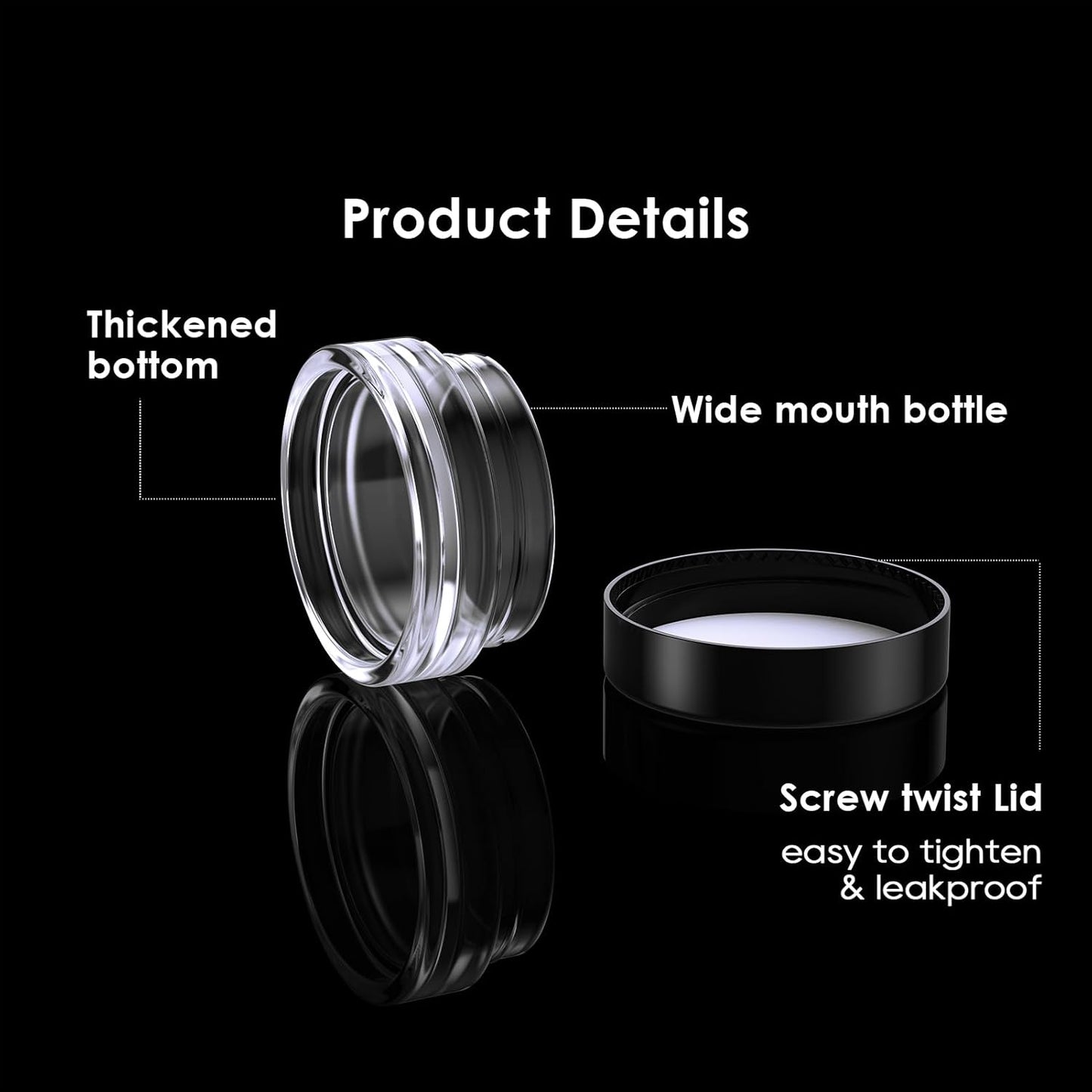 50 Pack 3 Gram Sample Containers with Lids, Small Plastic Cosmetic Jars, Makeup Travel Container Jar for Cream, Bead, Eye Shadow, Jewelry, Lotions, Powders, Glitters Lip Gloss with Labels,Spatulas