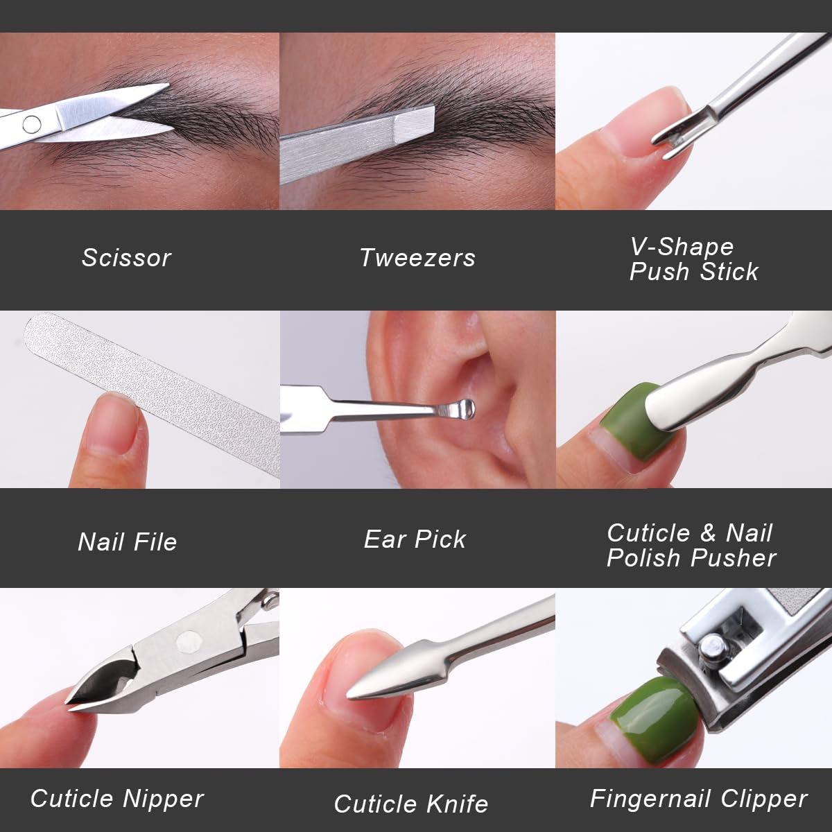 Manicure Kit, FAMILIFE Professional Manicure Set Nail Kit, 11 in 1 Stainless Steel Nail Clippers Set for Men Pedicure Kit, Men Grooming Kit with Portable Black Leather Travel Case Luxury Gifts for Him